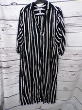 LADIES ADINI NAVY STRIPE BUTTON DOWN SHORT SLEEVED DRESS ONE SIZE