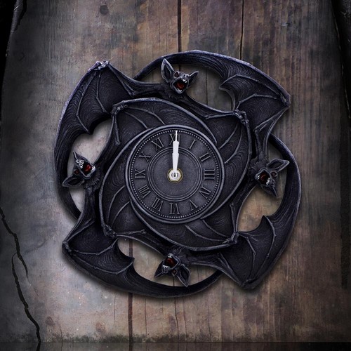 Gothic black bat clock - clock, spooky