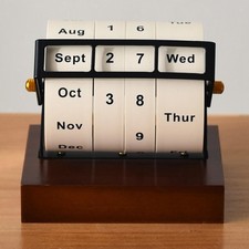 Perpetual Calendar Stable Wooden Rotary Calendar for Shop Living Room School