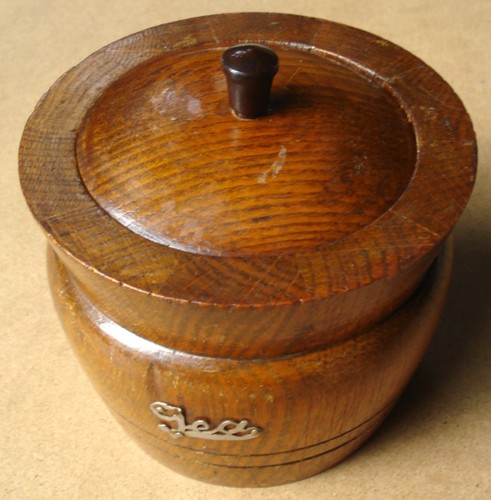 Vintage wooden tea caddy with
