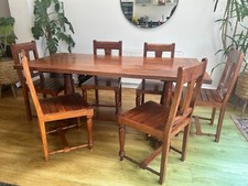 Indonesian solid hardwood dining table and chairs 6 used but in great condition.