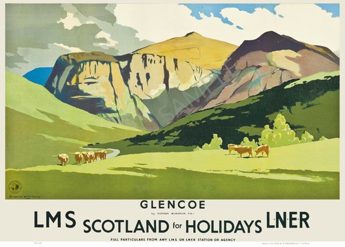 Vintage railway poster - railway, glencoe