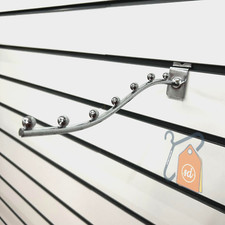 3x SLAT WALL 7 Ball Sloping Snake Arm Chrome for Retail Display Scarf Hanger