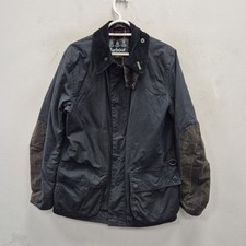 Barbour Digby Wax Waterproof Navy Biker Country Quilted Jacket Coat Size Large