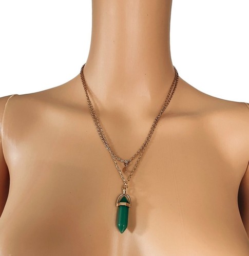 Gold tone chain green - gold-tone,