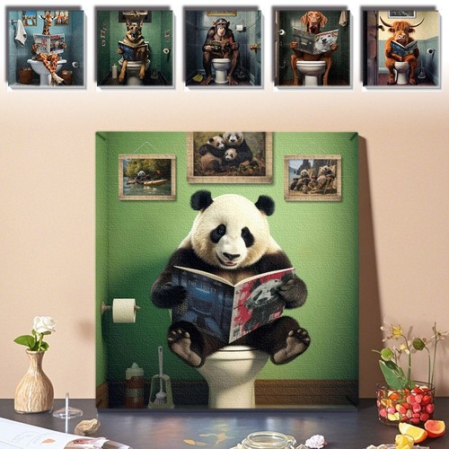 Toilet time animals - animals, canvas
