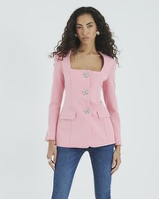 River Island Womens Pink Poly/Elastane Casual Women Blazer Size L