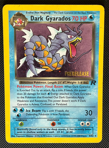 Dark gyarados prerelease - gyarados, 8/82
