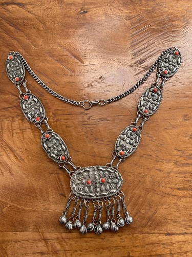 Vintage ethnic silver embossed - silver,