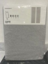 IKEA Fjadermott Grey Light Filtering Long Curtains Geometric Design 145x300cm