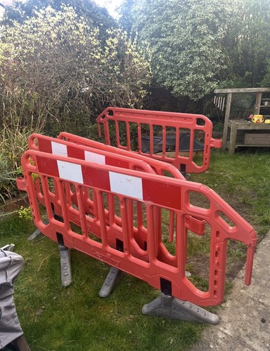 Red plastic traffic barriers - red,