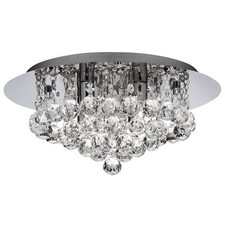 4 Lights Chrome Finish Body Flush Fitting Ceiling Light with Clear Crystal Balls