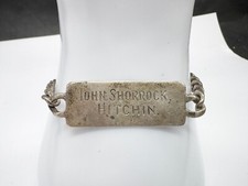 ANTIQUE SOLID SILVER JOHN SHORROCK HITCHIN IDENTITY PANEL BRACELET BANGLE