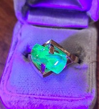 Vtg Strellman 14K Yellow Gold Lighthouse Lens Ring Fluorescent Uranium Strell