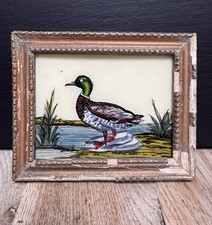 Indian Duck Vintage Reverse Glass Painting in Bold Colors - 12.5 x 10 cm