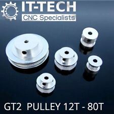 GT2 6mm Belt Smooth Tooth Idler Drive 2GT Pulley 16T 20T 30T 32T 36T 48T 60T 80T