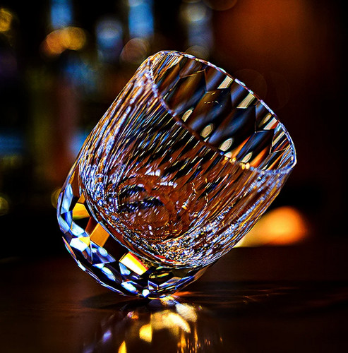Hand cut whiskey glass 7oz - cut,