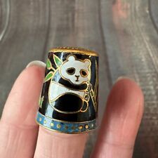 Cloisonne Thimble Enamel Panda Design Vintage