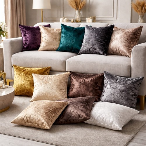 Crushed velvet cushion covers - crushed,