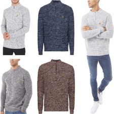 BRAVE SOUL Mens Half Zip Jumper Long Sleeve Warm Pullover Cable Knit Sweater Top