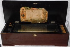 Antique Large 1800s WJ Dyer Bro Swiss Cyclinder 12 Song Wood Music Box 23" Works