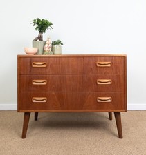Refinished Vintage Mid Century G-Plan Teak Bedside Chest of Drawers / Sideboard