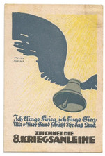 Vintage German WW1-era postcard; Buy War Savings Bonds; sent military Feldpost