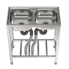 Commercial Kitchen Sink Stainless Steel Catering Washing Small Double Bowl UK