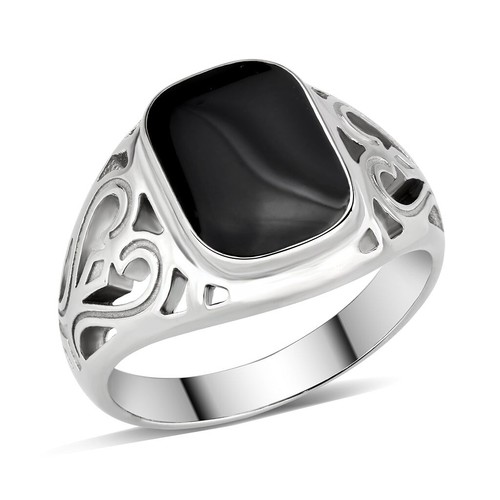 Mens onyx black ring - black,