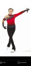 Stunning Figure Skating competition Catsuit black and red
