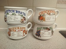 Vintage Recipe Soup Bowls Set