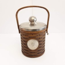 Rare Vintage Retro Ice Bucket by Emsa of West Germany Plastic Cane Design + Lid