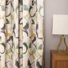 Blackout Curtains for Bedroom, Green Geometric Circles Print Curtains 84 inch...