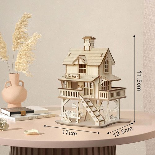 Puzzle tree house wooden - puzzle, house,