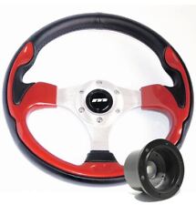 320mm Black & Red Moulded Steering Wheel + Boss fits Vauxhall Vectra A 2.0i GT