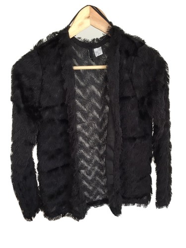 Xs black shaggy jacket - h,