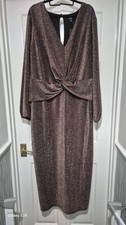 Joanna Hope Size 24 Copper Glittery Dress With Knotted Front