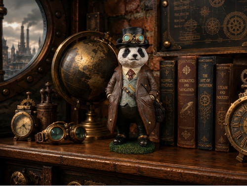 Steampunk panda figurine 28cm - panda,
