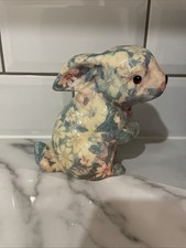 Vintage Ceramic Bunny rabbit Figurine Ornament Floral Pattern