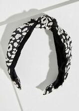 ANTHROPOLOGIE BLACK WHITE LEOPARD ANIMAL PRINT KNOT FRINGE HAIRBAND HEADBAND