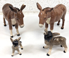 Collection Of Vintage Ceramic Donkey Ornaments To Include Two Beswick