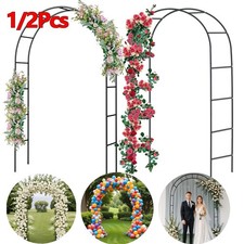 1/2X 2.4M Garden Arch Trellis Metal Tubular Frame Climbing Plant Archway Arbour