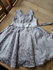 Girls Grey Flower Patterned Lined Dress Age 7. Jona Michelle