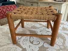 vintage woven wooden stool