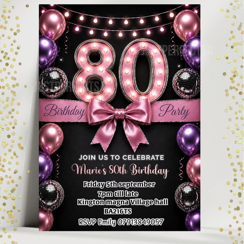 80th birthday invitation - invitation,
