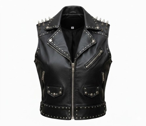 Men black studded - men's, leather