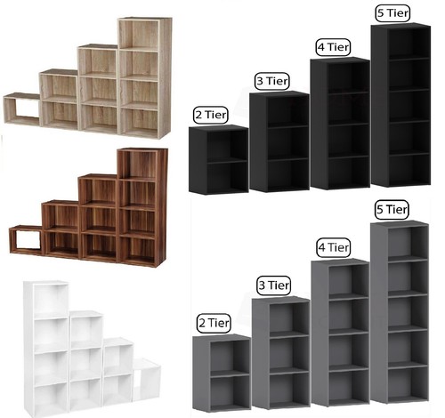 5 tier wooden - tier, bookcase