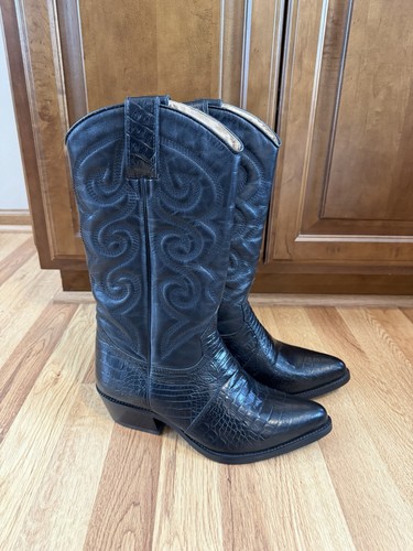 Black croc print - print, boots