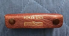 Vintage House Martin Poker Dice 5 Dice Brown Leather Case – Poker Dice Set