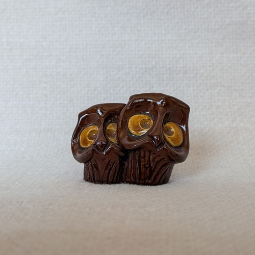 Art pottery pair owls - pottery,